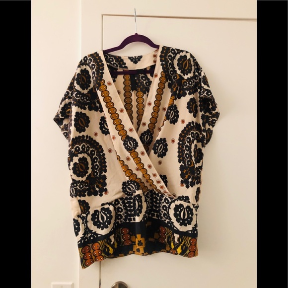 Petticoat Alley Wrap Parsley Print Blouse - Picture 1 of 9